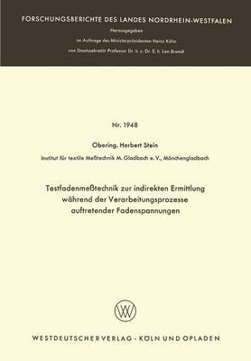 Cover of Testfadenmesstechnik Zur Indirekten Ermittlung Wahrend Der Verarbeitungsprozesse Auftretender Fadenspannungen