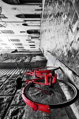 Book cover for Vintage Red Bicycle on Cobblestone Street in Old Town Journal