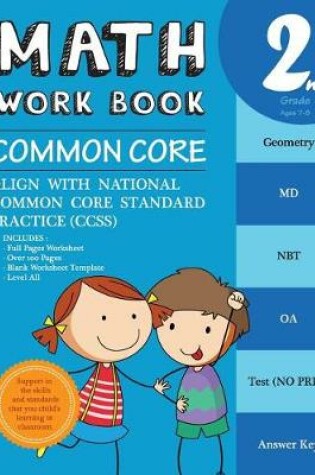 Cover of 2nd Grade Math Workbook Common Core Math