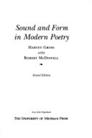 Cover of Sound and Form in Modern Poetry