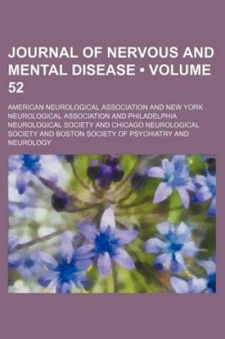 Cover of Journal of Nervous and Mental Disease (Volume 52)