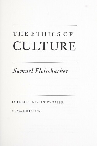 Cover of The Ethics of Culture