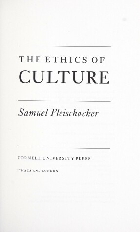 Book cover for The Ethics of Culture