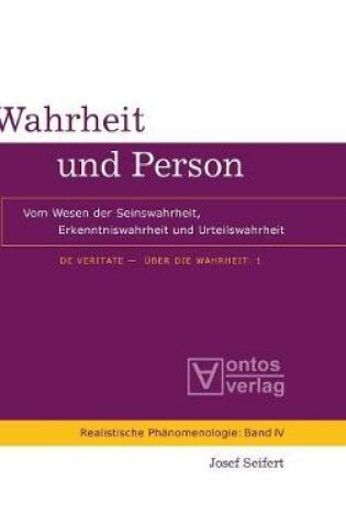 Cover of De Veritate - UEber die Wahrheit, Band 1, Wahrheit und Person