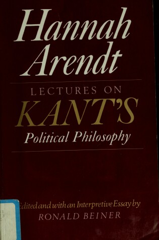 Cover of Lectures on Kant's Political Philosophy