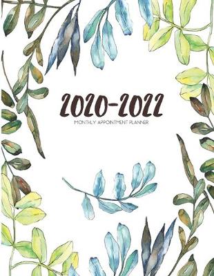 Book cover for 2020-2022 Three 3 Year Planner Watercolor Leaves Monthly Calendar Gratitude Agenda Schedule Organizer