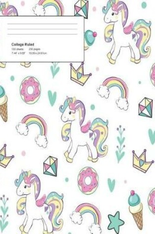 Cover of Unicorn Baby Pattern Composition College Ruled Book (7.44 x 9.69) 200 pages V7