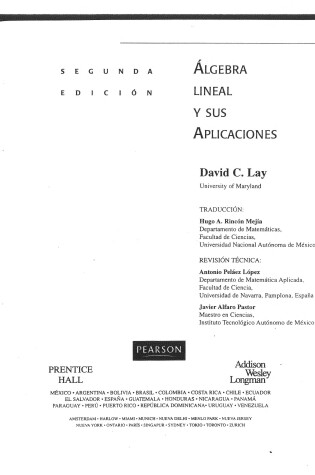 Cover of Algebra Lineal y Sus Aplicaciones - 2b