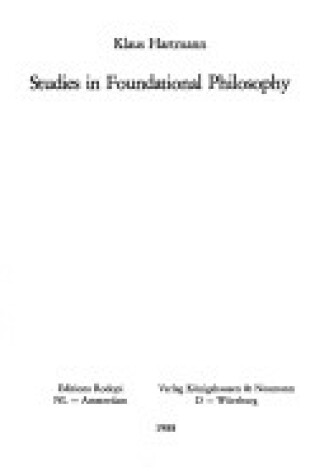 Cover of Studies in Foundational Philosophy