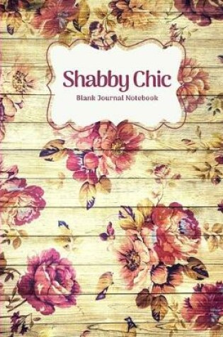 Cover of Shabby Chic Red Floral on Wood Grain Blank Journal Notebook