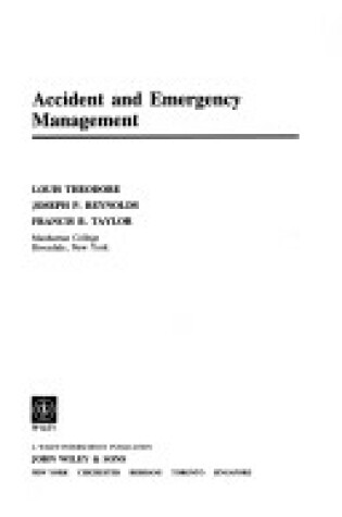 Cover of Accident and Emergency Management