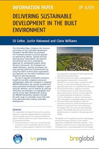 Cover of Delivering Sustainable Development in the Built Environment