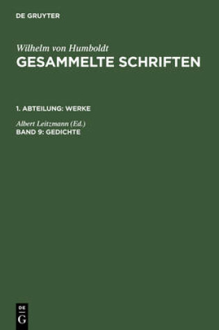 Cover of Gesammelte Schriften, Band 9, Gedichte