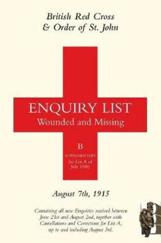 Cover of British Red Cross and Order of St John Enquiry List for Wounded and Missing