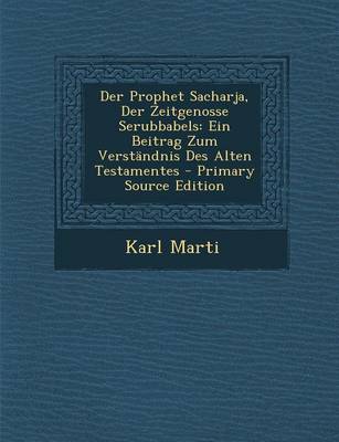 Book cover for Der Prophet Sacharja, Der Zeitgenosse Serubbabels