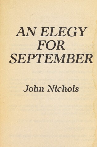 Cover of Elegy for September