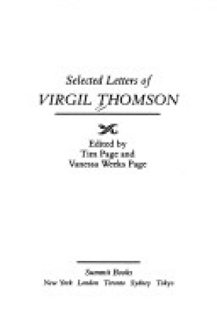 Cover of Virgil Thomson Selctd Letters