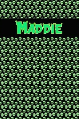 Cover of 120 Page Handwriting Practice Book with Green Alien Cover Maddie