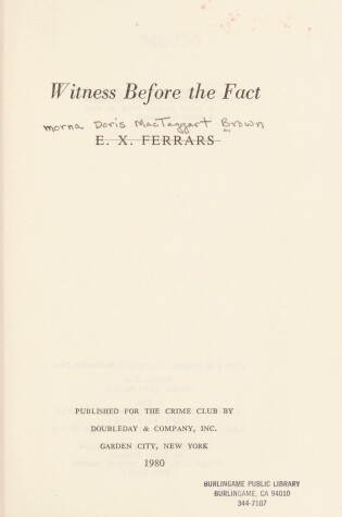 Cover of Witness Before the Fact