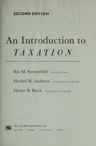 Cover of Introduction to Taxation