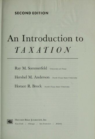 Book cover for Introduction to Taxation