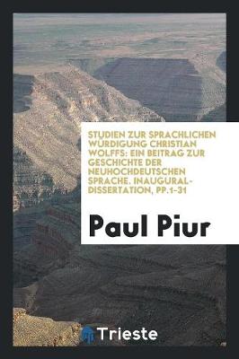 Book cover for Studien Zur Sprachlichen Wurdigung Christian Wolffs