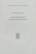 Book cover for Greek Jewish Texts from the Cairo Geniza