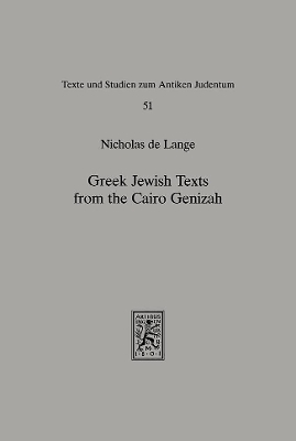 Book cover for Greek Jewish Texts from the Cairo Geniza