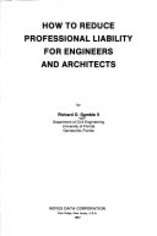 Cover of How to Reduce Professional Liability for Engineers and Architects