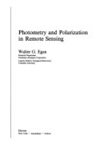 Cover of Photometry and Polarization in Remote Sensing