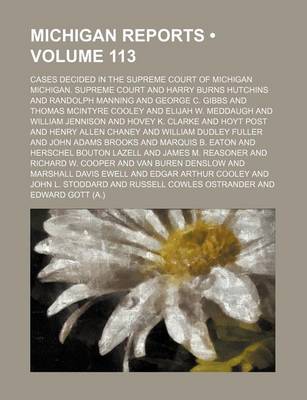 Book cover for Michigan Reports (Volume 113); Cases Decided in the Supreme Court of Michigan