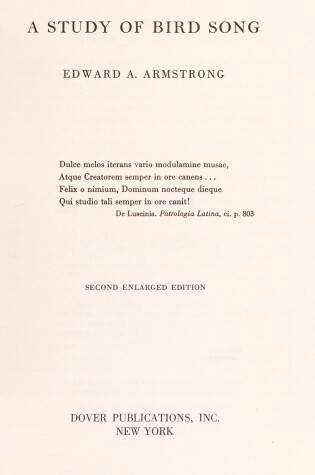 Cover of Study of Bird Song