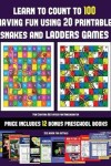 Book cover for Fun Counting Activities for Kindergarten (Learn to count to 100 having fun using 20 printable snakes and ladders games)