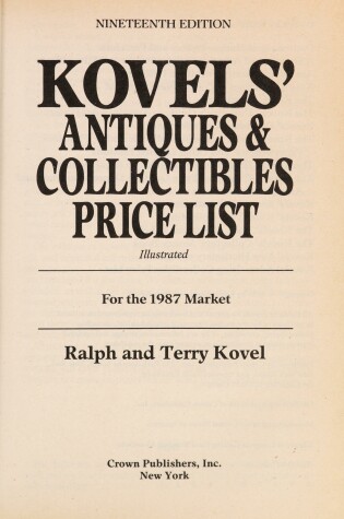 Cover of Kovels Antiques and Collectables Price List