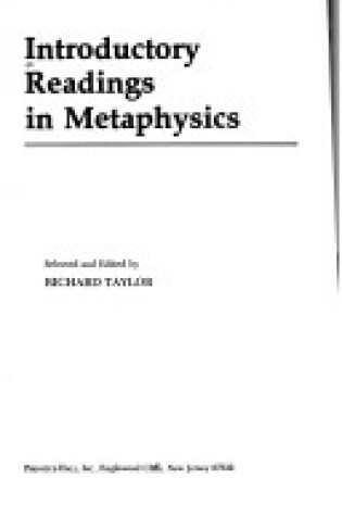 Cover of Introductory Readings in Metaphysics