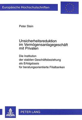 Book cover for Unsicherheitsreduktion Im Vermoegensanlagegeschaeft Mit Privaten