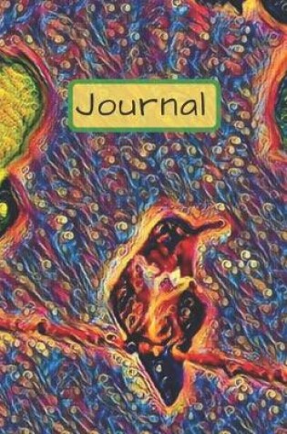 Cover of Blue and Purple Artwork of Ruby Red Throat Hummingbird Sitting on Branch Pretty Diary Journal for Daily Thoughts