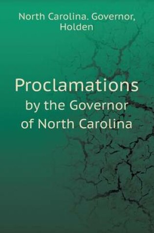 Cover of Proclamations by the Governor of North Carolina