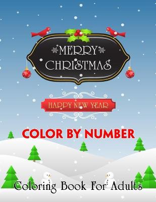 Book cover for Merry Christmas Happy New Year Color By Number Coloring Book For Adults