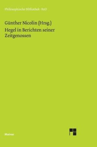 Cover of Hegel in Berichten Seiner Zeitgenossen