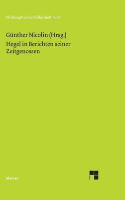 Book cover for Hegel in Berichten Seiner Zeitgenossen