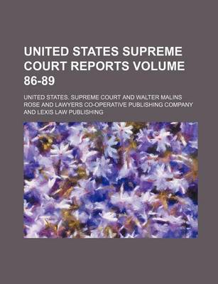 Book cover for United States Supreme Court Reports Volume 86-89