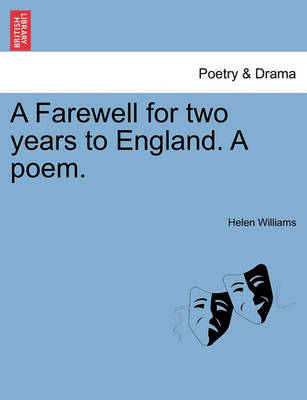 Book cover for A Farewell for Two Years to England. a Poem.