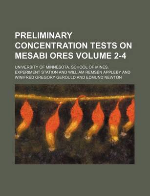 Book cover for Preliminary Concentration Tests on Mesabi Ores Volume 2-4