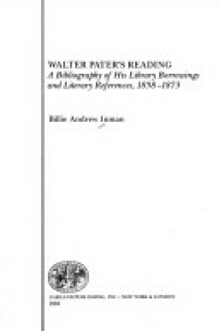 Cover of Walt Pater Reading