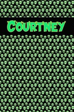 Cover of 120 Page Handwriting Practice Book with Green Alien Cover Courtney