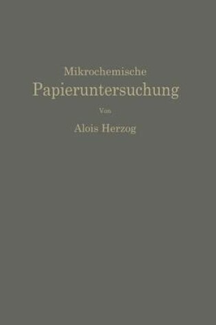 Cover of Mikrochemische Papieruntersuchung