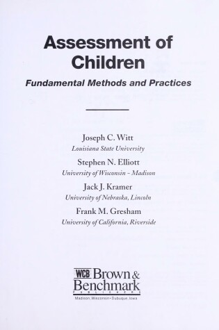 Cover of Assessment of Children