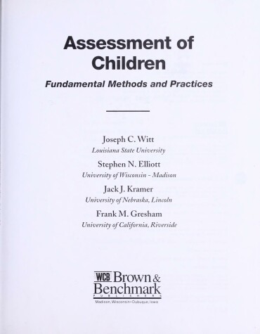 Book cover for Assessment of Children