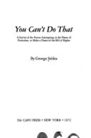 Cover of You Can't Do That